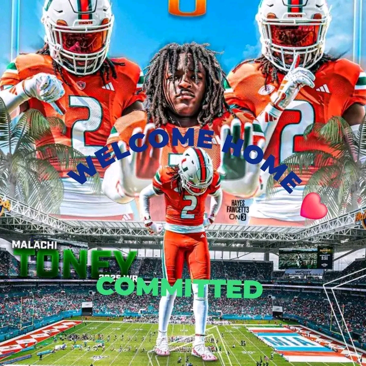 GOOD NEWS: A 7-foot, 5-star WR Malachi Toney committed Miami Hurricanes over Auburn, Alabama and Ohio State…